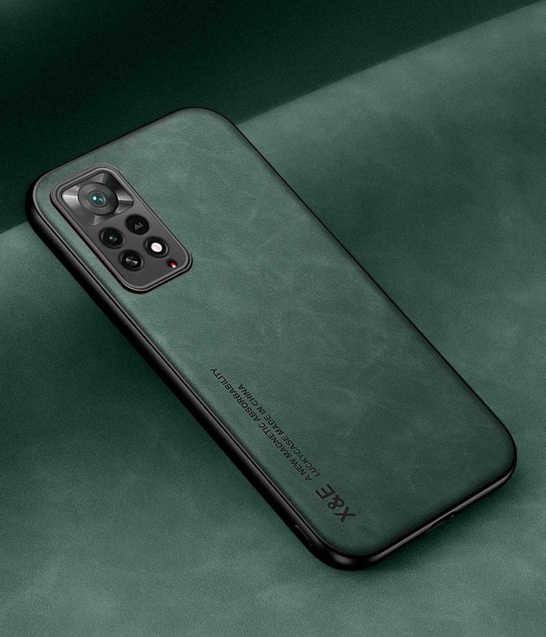 Кожаный чехол XnE Xiaomi Redmi Note 11S с металлической вставкой Green (34276-08)