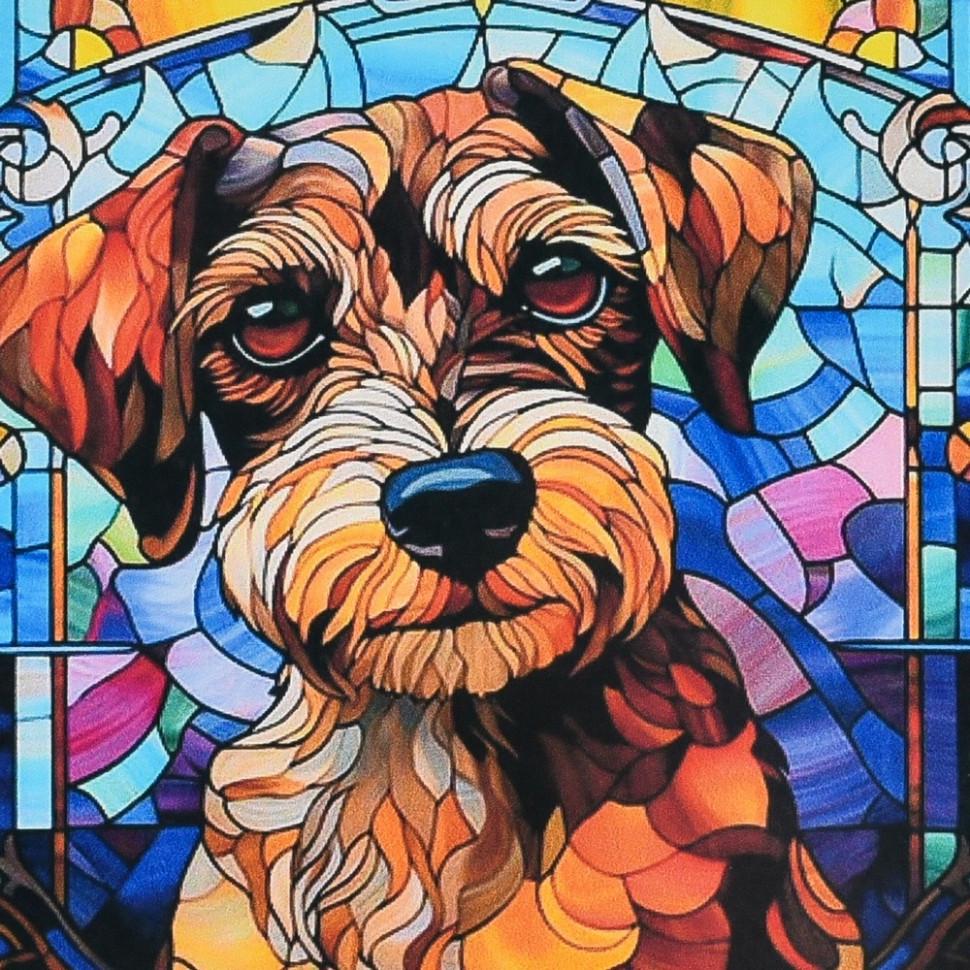 Алмазна мозаїка Strateg Вітражний пес 30х30 см Різнокольоровий (VM-127-A-363)