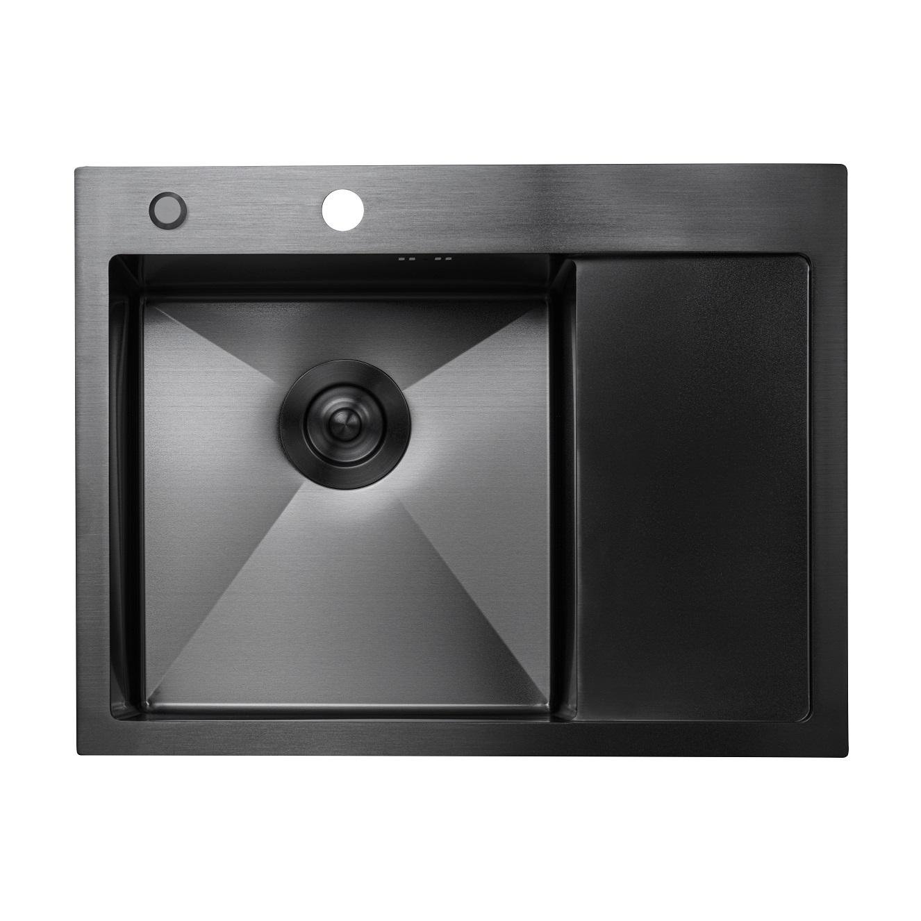 Кухонная мойка Platinum Handmade PVD с креплением 650х500х230 Черный