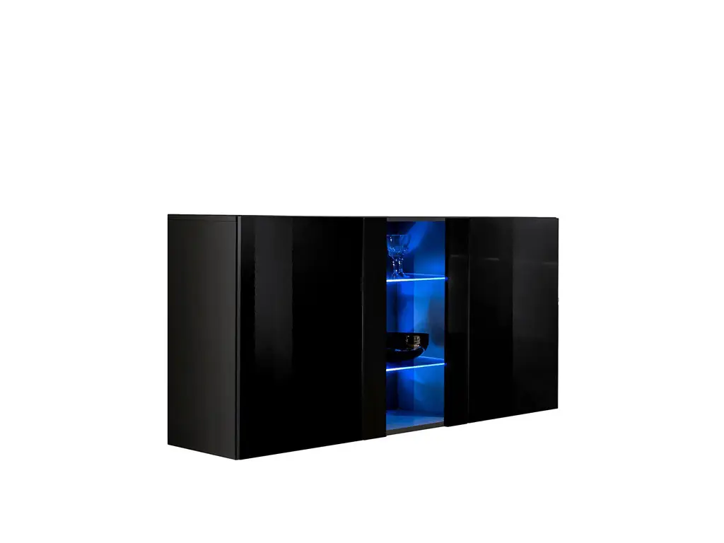 Комод в гостиную Гербор Арктика Черный/Черный глянец (GRB-2010)