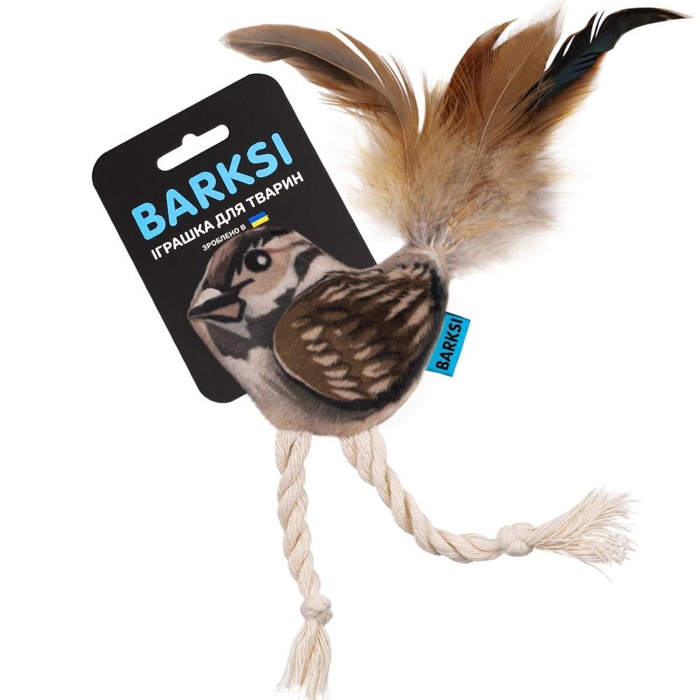 Іграшка для котів Barksi Горобець з дзвіночком та пір'ям