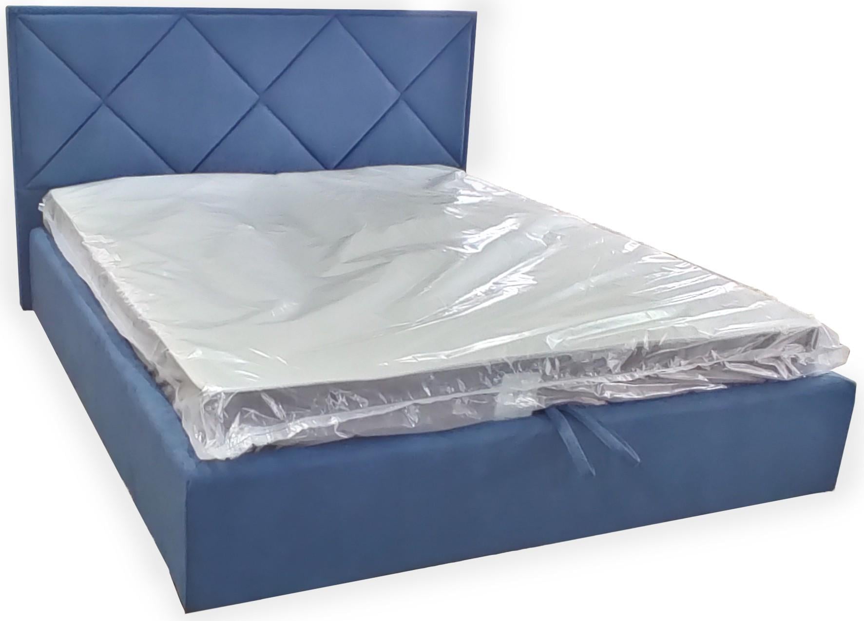 Ліжко двоспальне Pallada Premium 140х200 см Simple з додатковою металевою цільнозварною рамою Синій