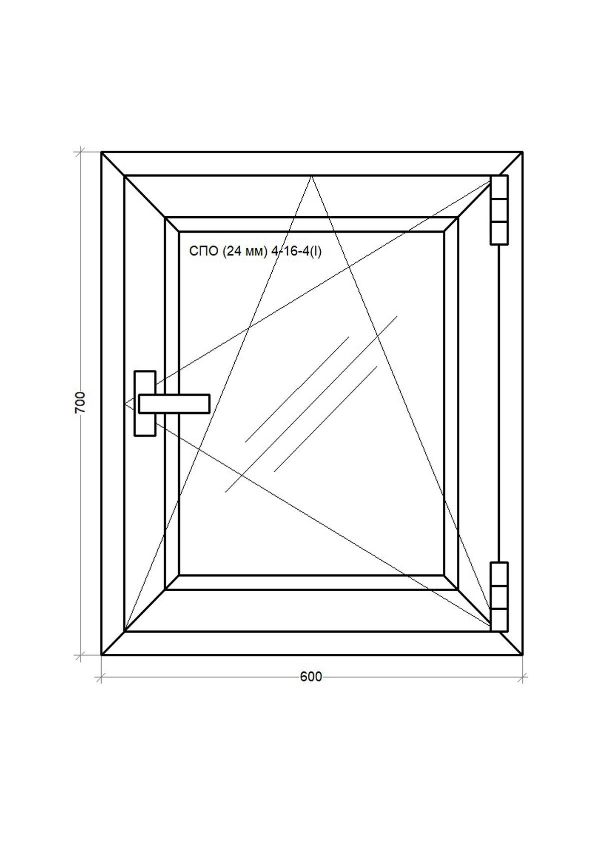 Окно металопластиковое поворотно-откидное WDS 5S 600x700 мм (W.V.24.60.70) - фото 3