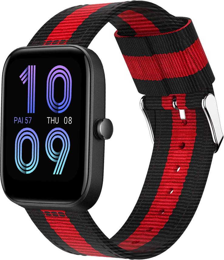 Браслет тканевый Canvas для Amazfit Bip 3 Black/Red (28050) - фото 1 Браслет тканевый Canvas для Amazfit Bip 3 Black/Red (28050) - фото 1