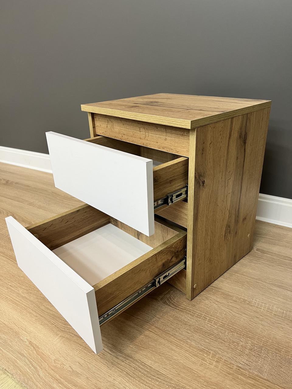 Тумба приліжкова Кватро 2 шухляди 400х480х340 мм Дуб Аппалачі/Німфеа Альба - фото 2 Тумба приліжкова Кватро 2 шухляди 400х480х340 мм Дуб Аппалачі/Німфеа Альба - фото 2