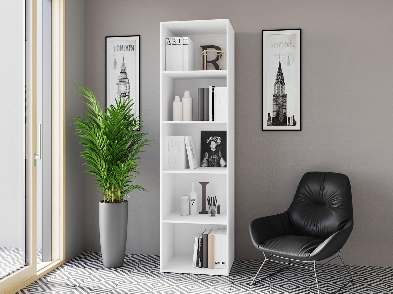 Стелаж-полиця для книг Moreli Vinsent 600x2190x500 мм Білий (zg-s20-white)