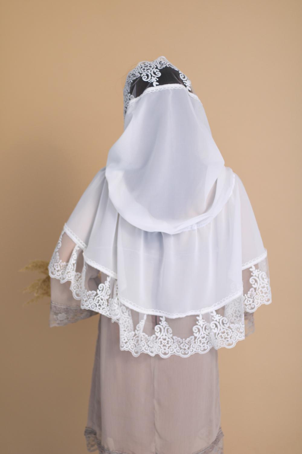 Палантин для храму на голову Ніжно-молочний (п008) - фото 8