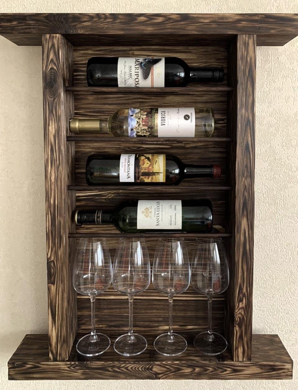 Полка для вина настенная из дерева Сиромото Мустанг (ПНК-018129)