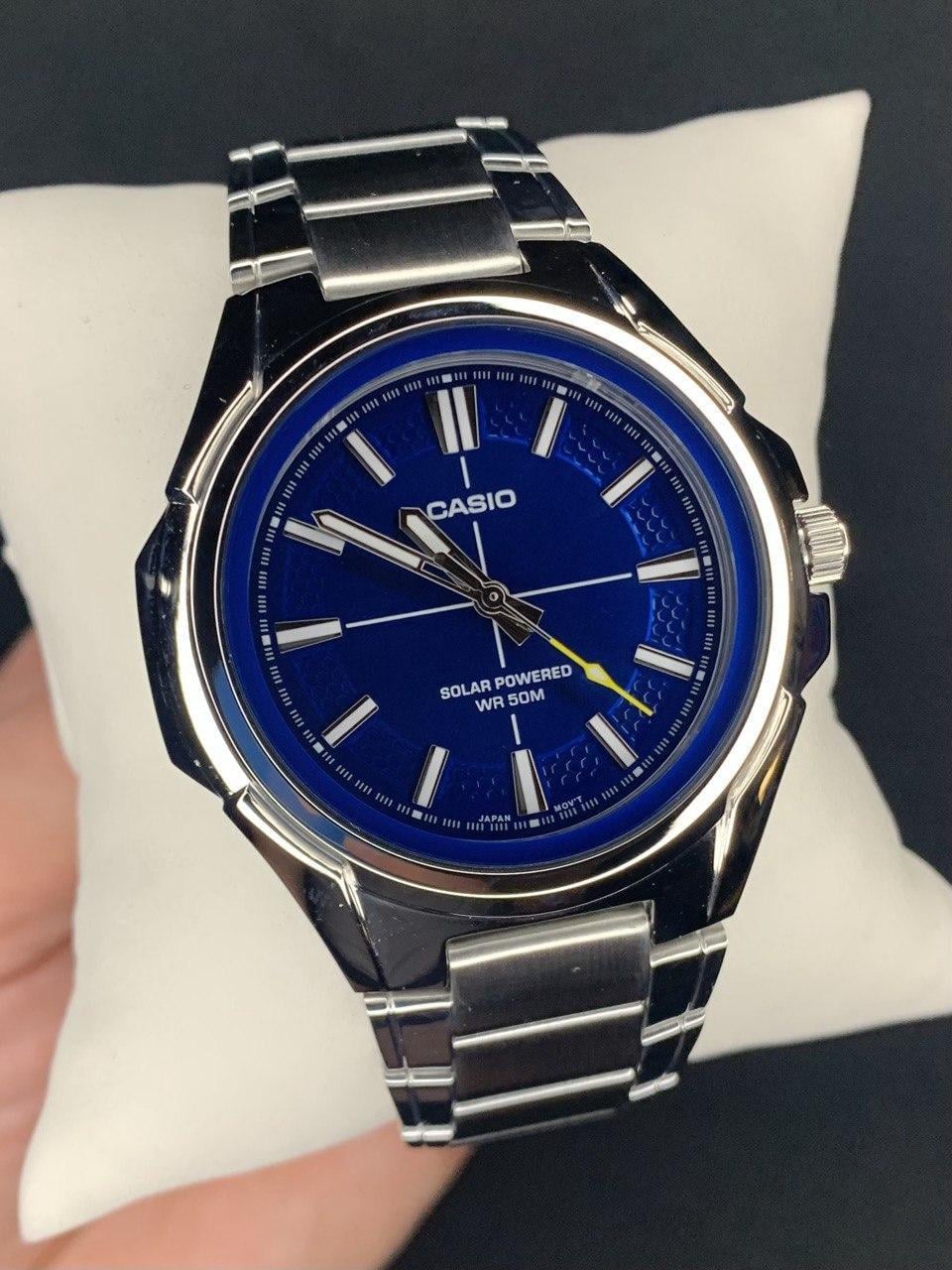 Мужские наручные часы Casio MTP-RS100D-2A Solar Powered Timeless Collection со стальным корпусом Синий (2898136746)