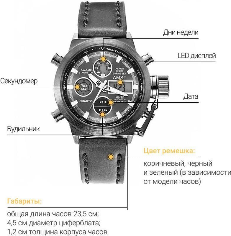Наручные часы AMST AM3003 Черный (2104618451) - фото 3 Наручные часы AMST AM3003 Черный (2104618451) - фото 3