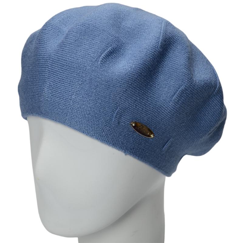 Берет двойной женский из вискозы Lirus Дейзи one size Темный джинс