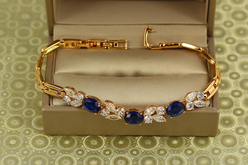 Браслет Xuping Jewelry Звездопад с синими камнями 17,5 см Золотистый (31115868)
