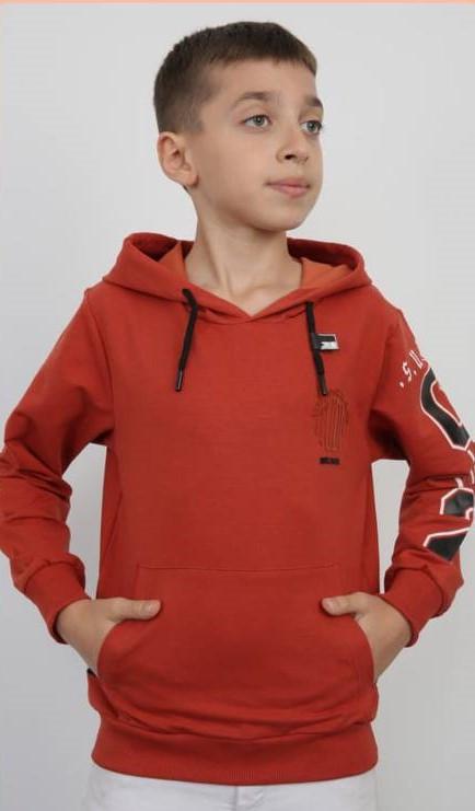 Толстовка с капюшоном для мальчика 146 см Терракотовый (06327)