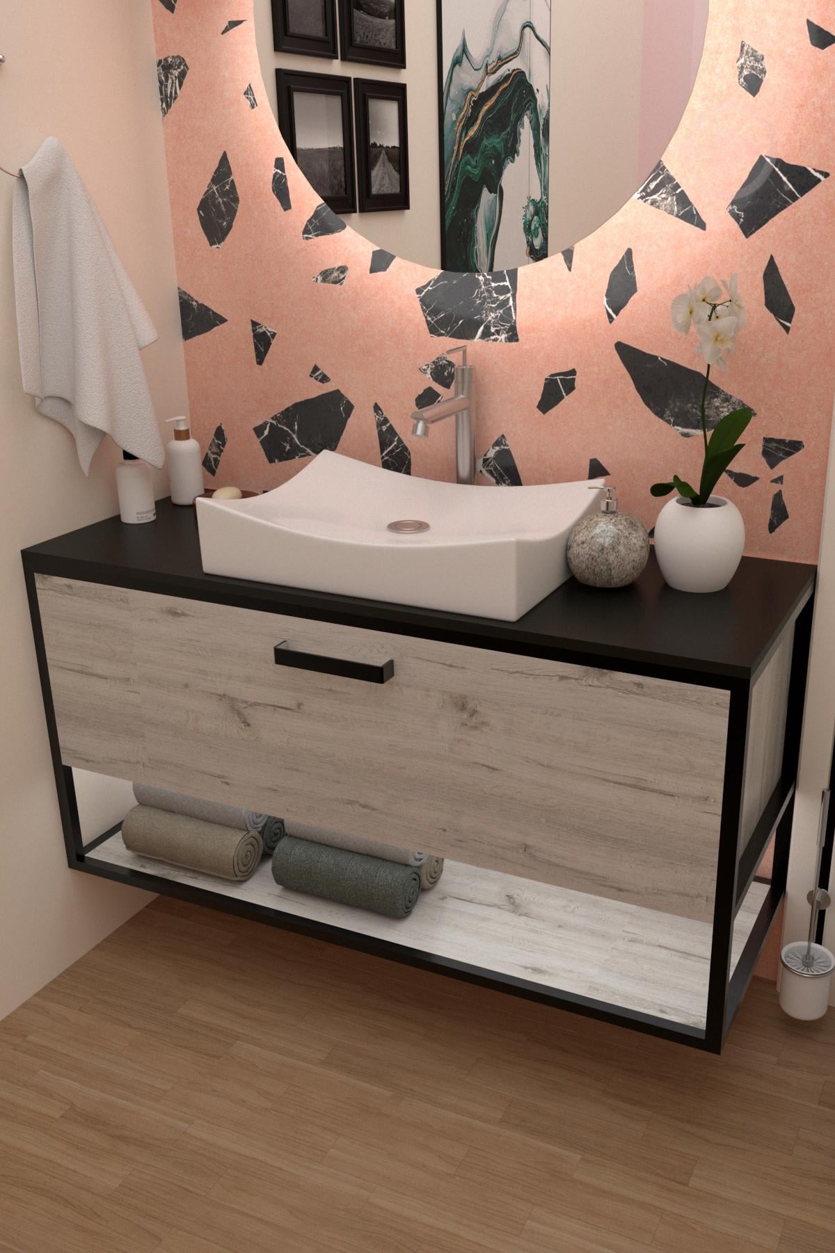 Тумба в ванную комнату EcoLoft DSP-1175 под накладной умывальник в стиле лофт Дуб Кортона (DSP-1175-2) Тумба в ванную комнату EcoLoft DSP-1175 под накладной умывальник в стиле лофт Дуб Кортона (DSP-1175-2)