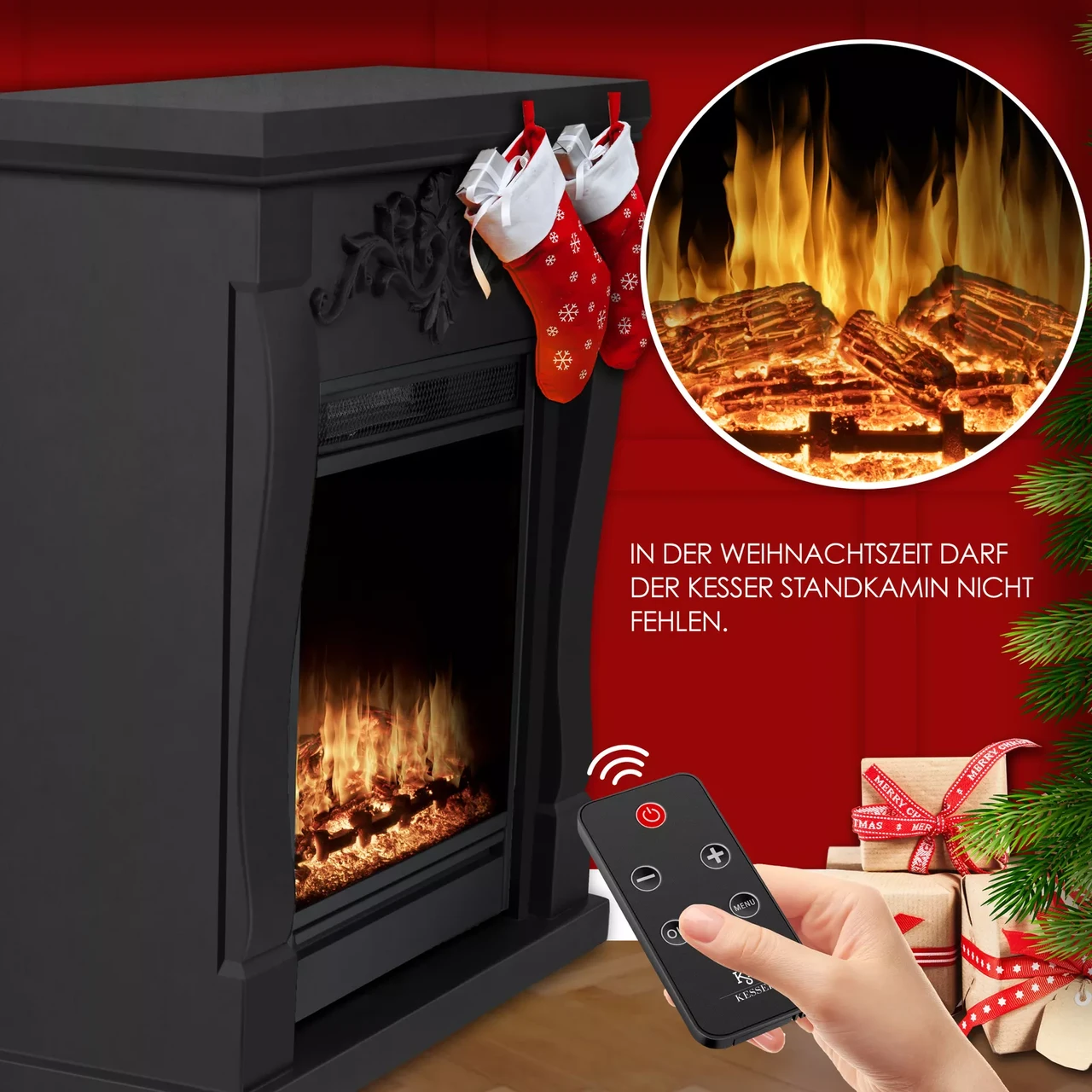 Електрокамін KESSER Німеччина 67,5x60x22,5 см Чорний (24386792) - фото 2