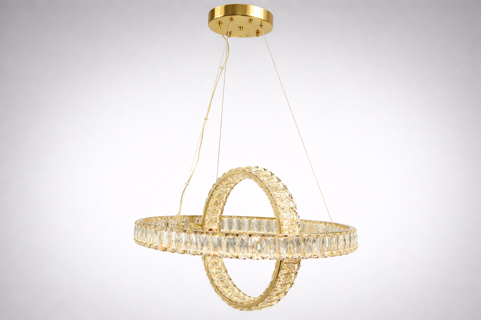 Люстра светодиодная два кольца 88 Вт/пульт Золотистый (D8886/500-2B G)