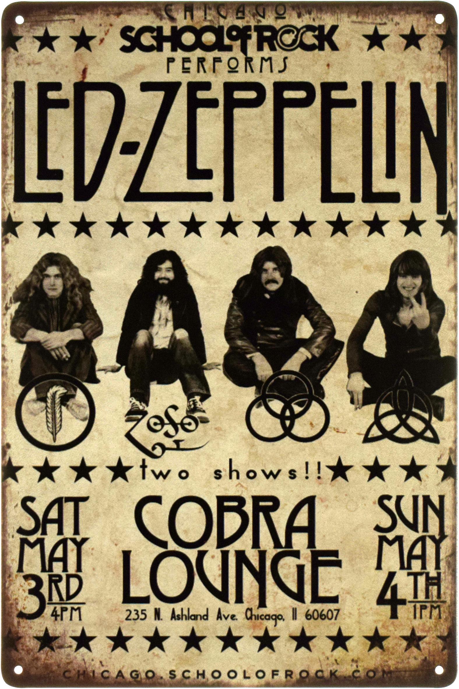 Металлическая табличка Led Zeppelin Cobra Lounge 20x30 см