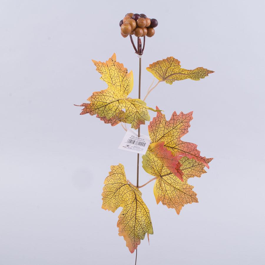 Ветка листья кленовые с ягодами Желтый (2479-2)