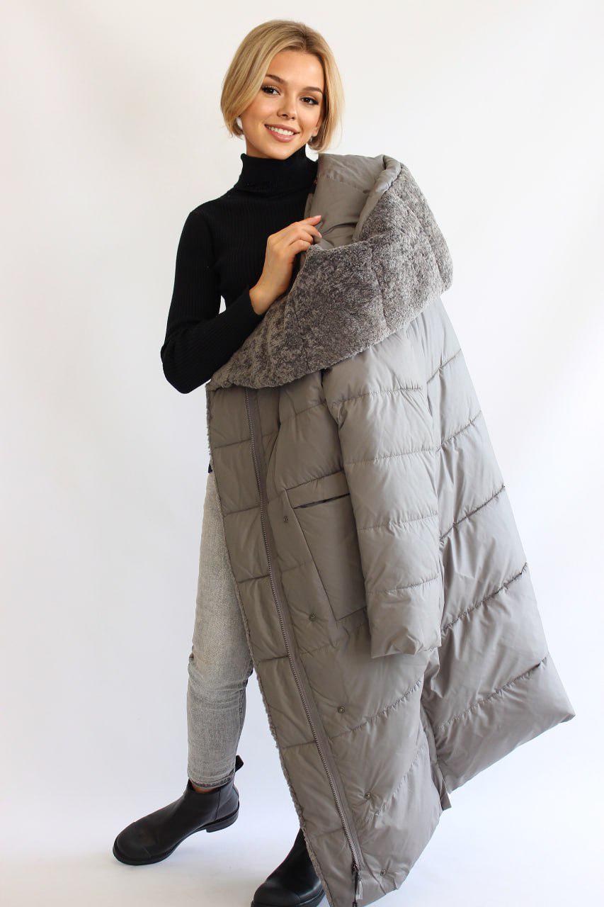 Пуховик на овчине Lora Duvetti р. 58 Серый (617m\58) - фото 3 Пуховик на овчине Lora Duvetti р. 58 Серый (617m\58) - фото 3