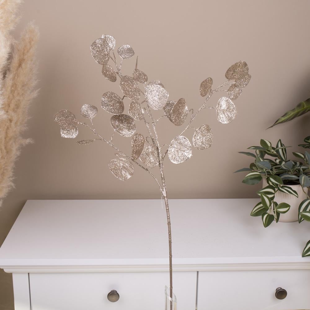 Искусственный цветок ветка Эвкалипт новогодний Шампань (2457)