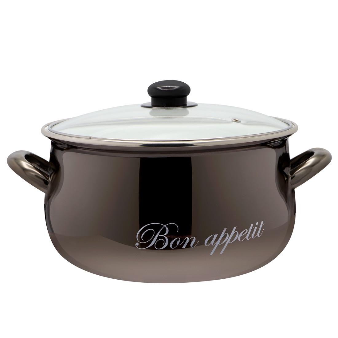 Каструля емальована Bon appetit 5,7 л, Чорний (2234А)