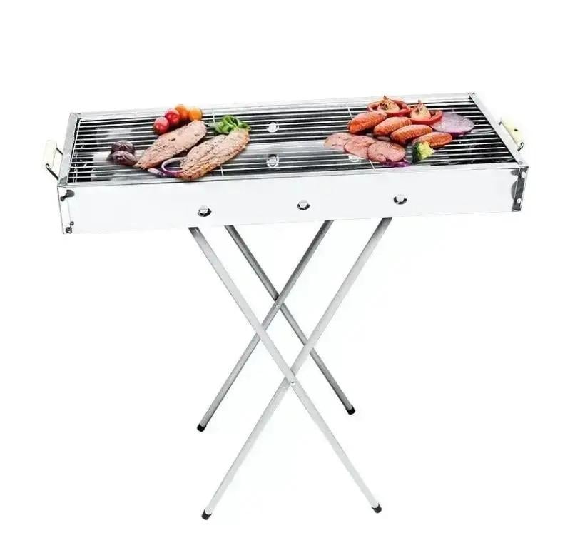 Мангал переносной BARBECUE TRAY 770SS MD-008 70х30х70 см с решеткой портативный металлический Мангал переносной BARBECUE TRAY 770SS MD-008 70х30х70 см с решеткой портативный металлический