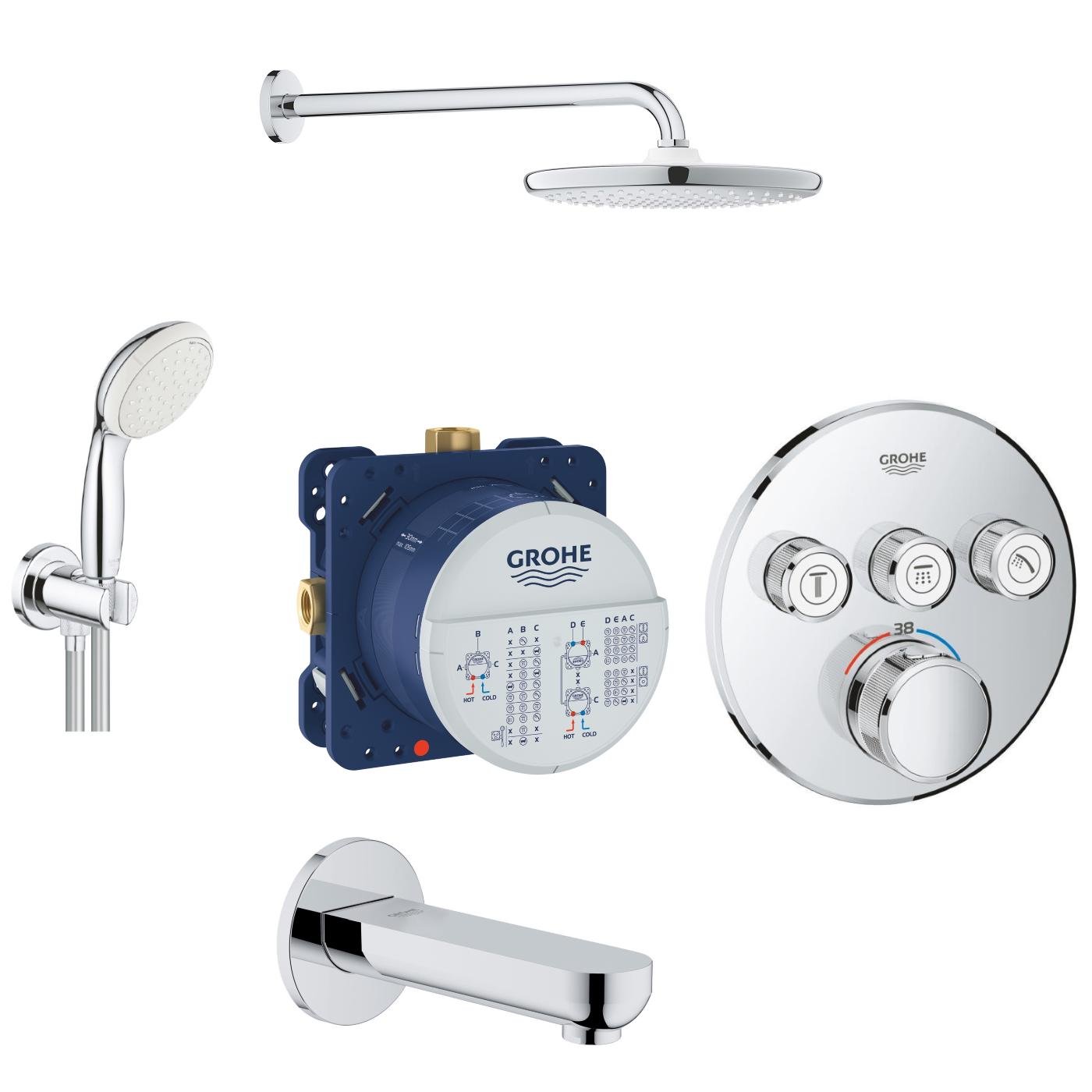 Душевая система скрытого типа Grohe TEMPESTA 250 26416SC2 с верхним душем Хром (99254)