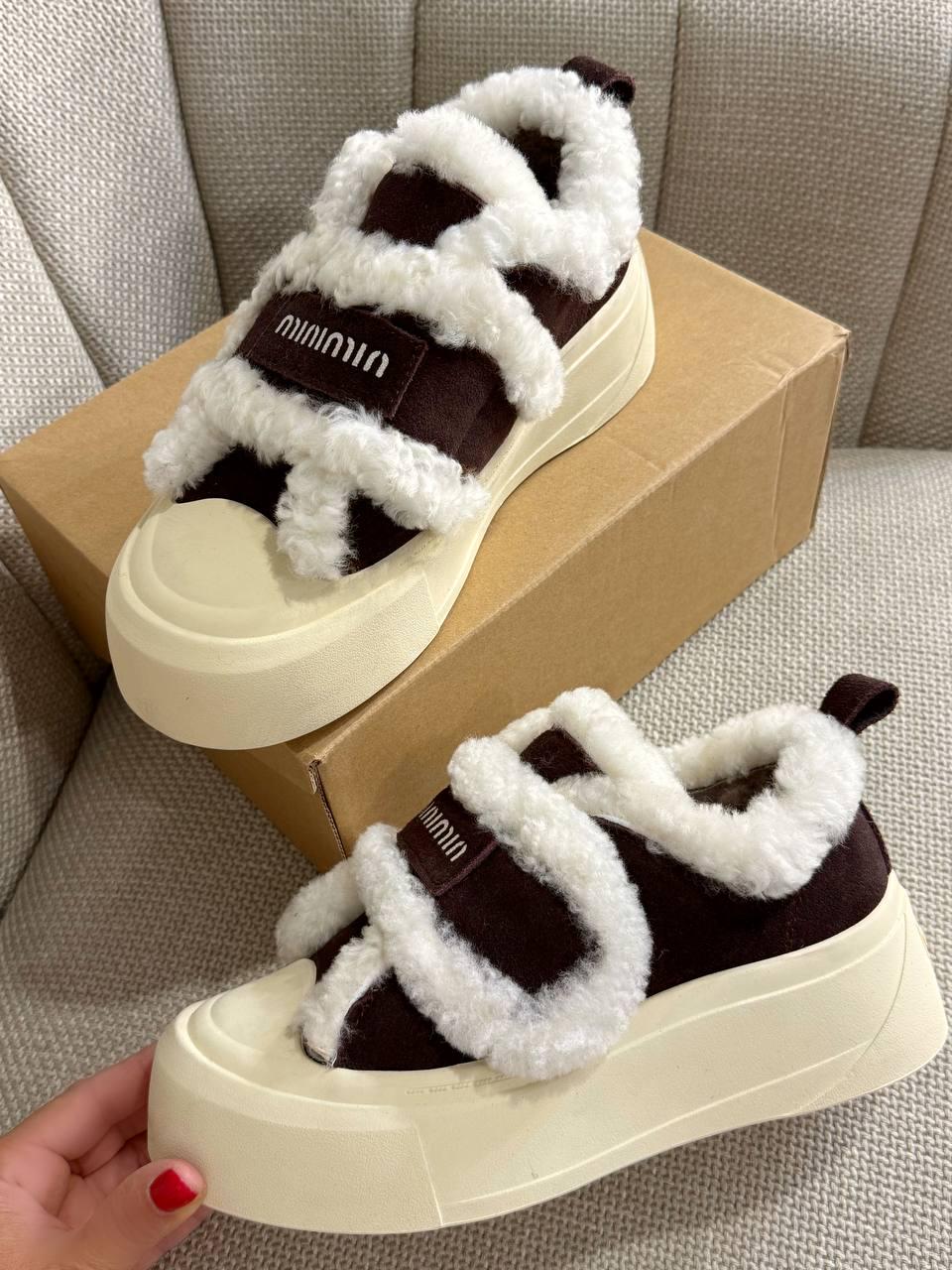 Кеды женские Hengji 15-6 с мехом и опушкой на липучке р. 41 Коричневый (5326)