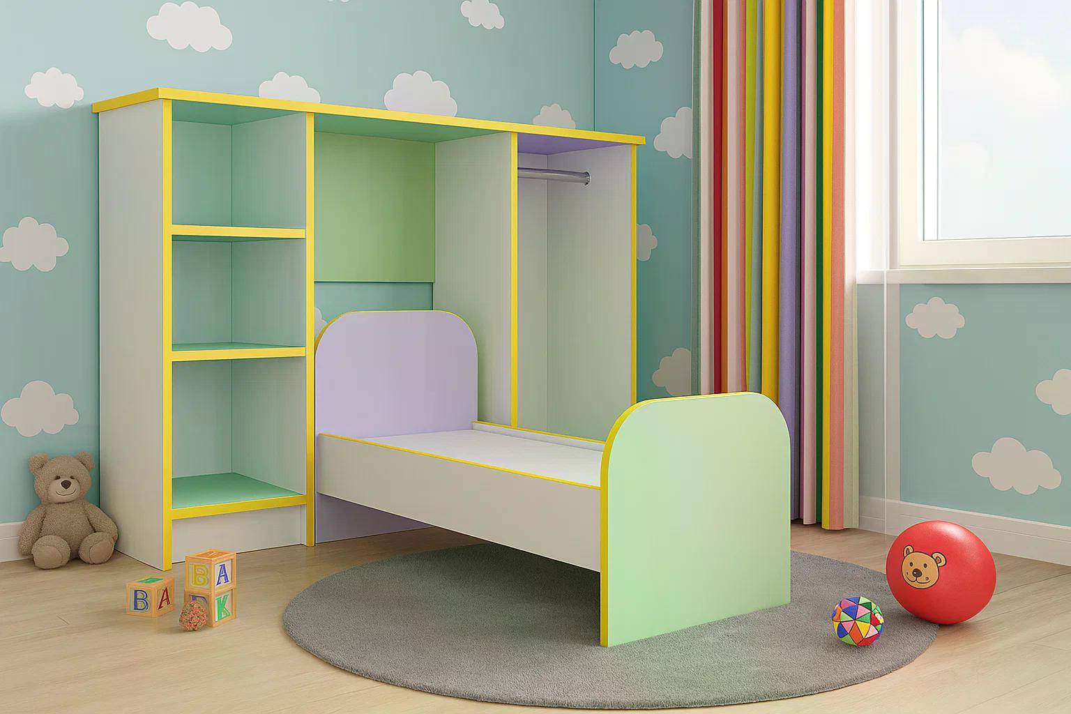 Ігрові меблі для дитячого садка Спальня Lavander/Green Water - фото 2 Ігрові меблі для дитячого садка Спальня Lavander/Green Water - фото 2