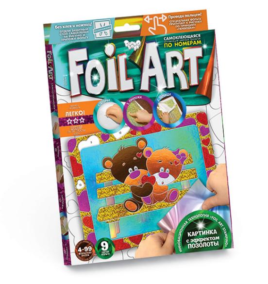 Детская аппликация разноцветной фольгой FOIL ART Мишки
