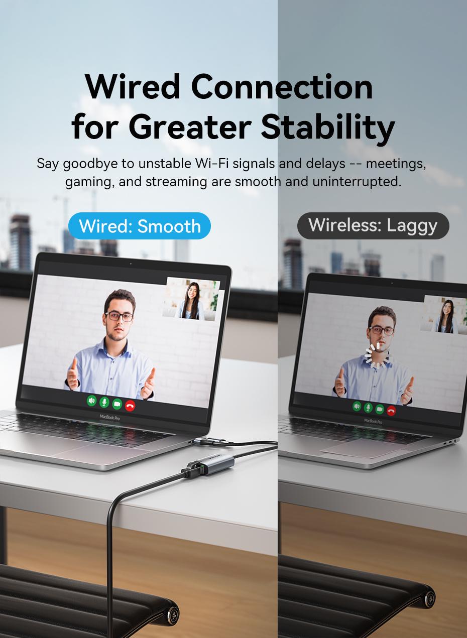 Адаптер Vention USB-C/USB-A на Gigabit Ethernet 1000 Мбит/с алюминиевый Plug and Play 0.15 м Серый (CFQHB) - фото 5