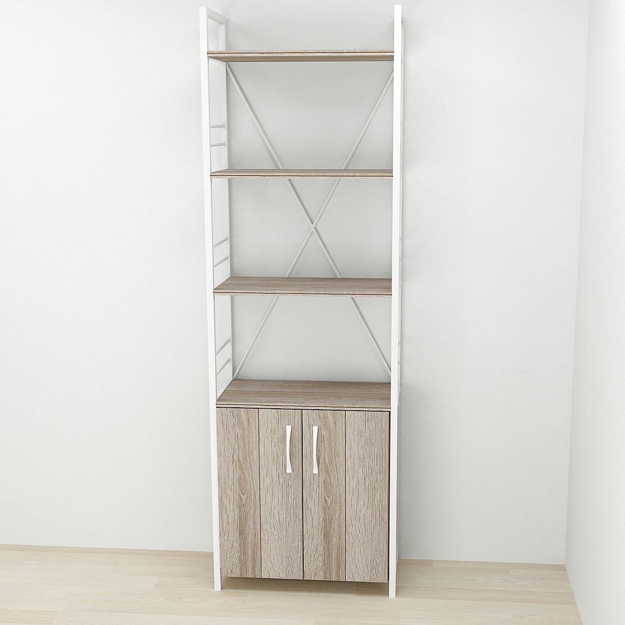 Этажерка Ferrum-decor 4/60 Коннект с тумбой 179x60x28 см Белый/Сонома Трюфель (FRD-104495)