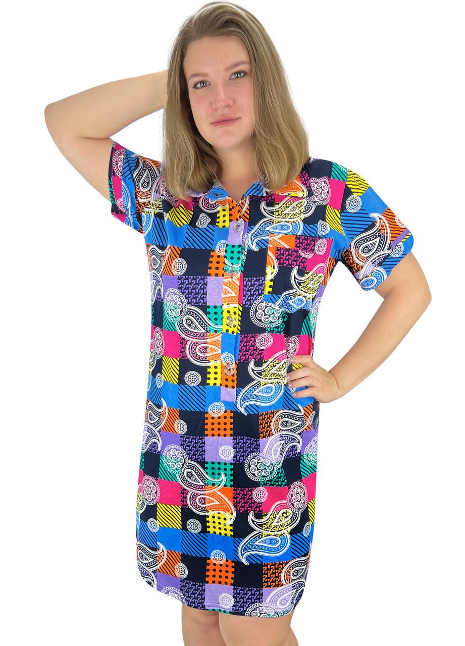 Сукня-сорочка на ґудзиках реактив р. 52-54 Синій (4142) - фото 1 Сукня-сорочка на ґудзиках реактив р. 52-54 Синій (4142) - фото 1