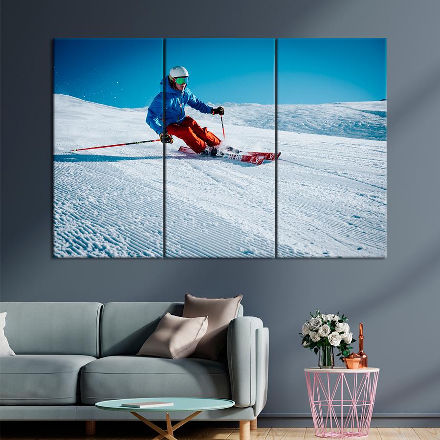 Картина спорт Лыжник в снежных горах 128x81 см (A1253-3)