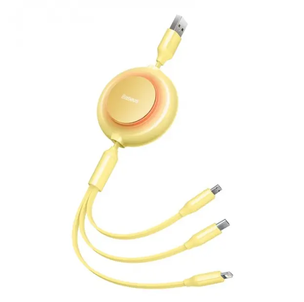 Кабель BASEUS Bright Mirror 2 Series 3в1 Cable USB to MicroUSB/Lightning/Type-C CAMJ010011 3,5A 1,1 м Yellow - фото 1