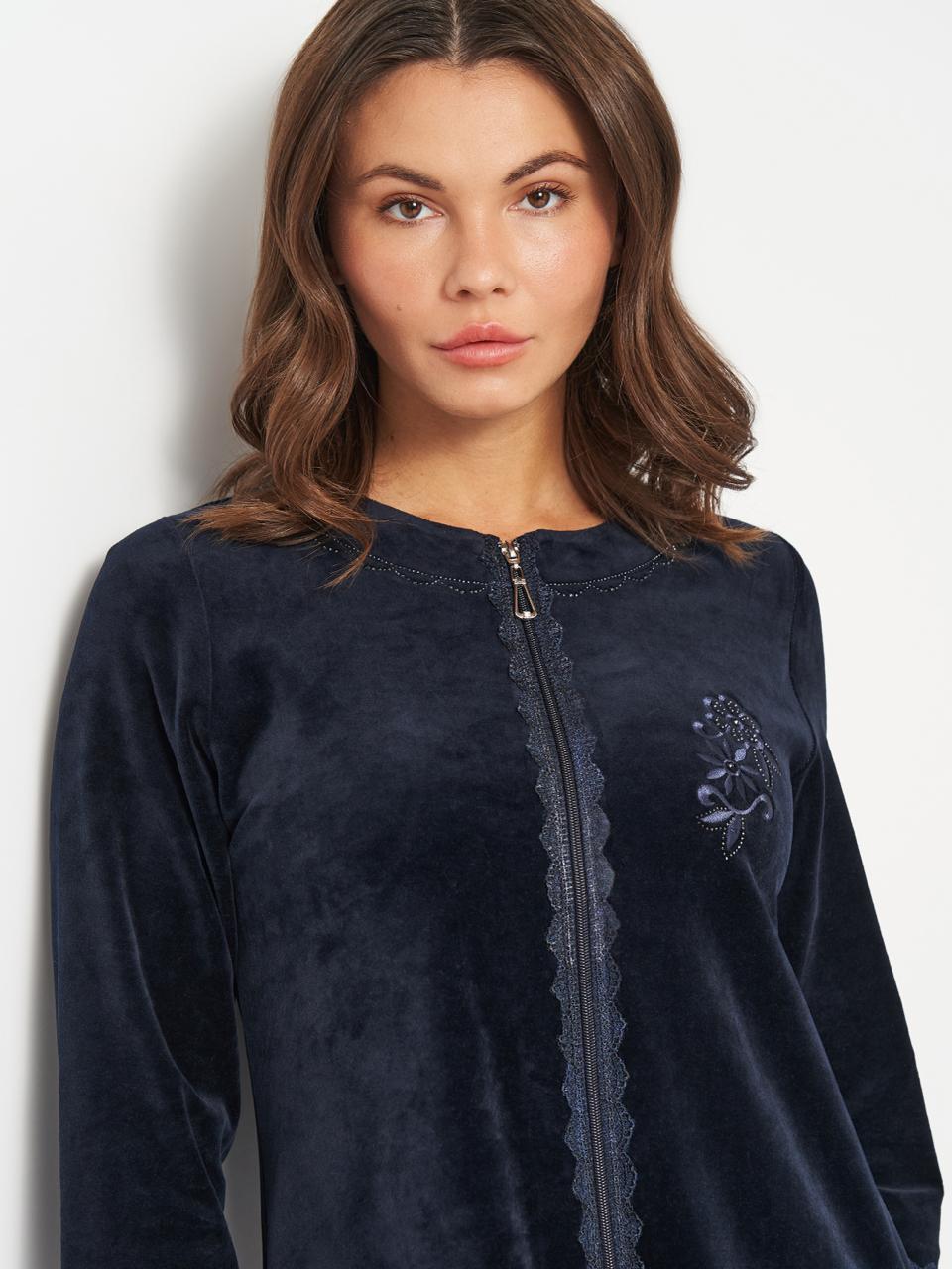 Халат женский Romeo Life велюровый 2XL Темно-синий (3751-02-2XL) - фото 4