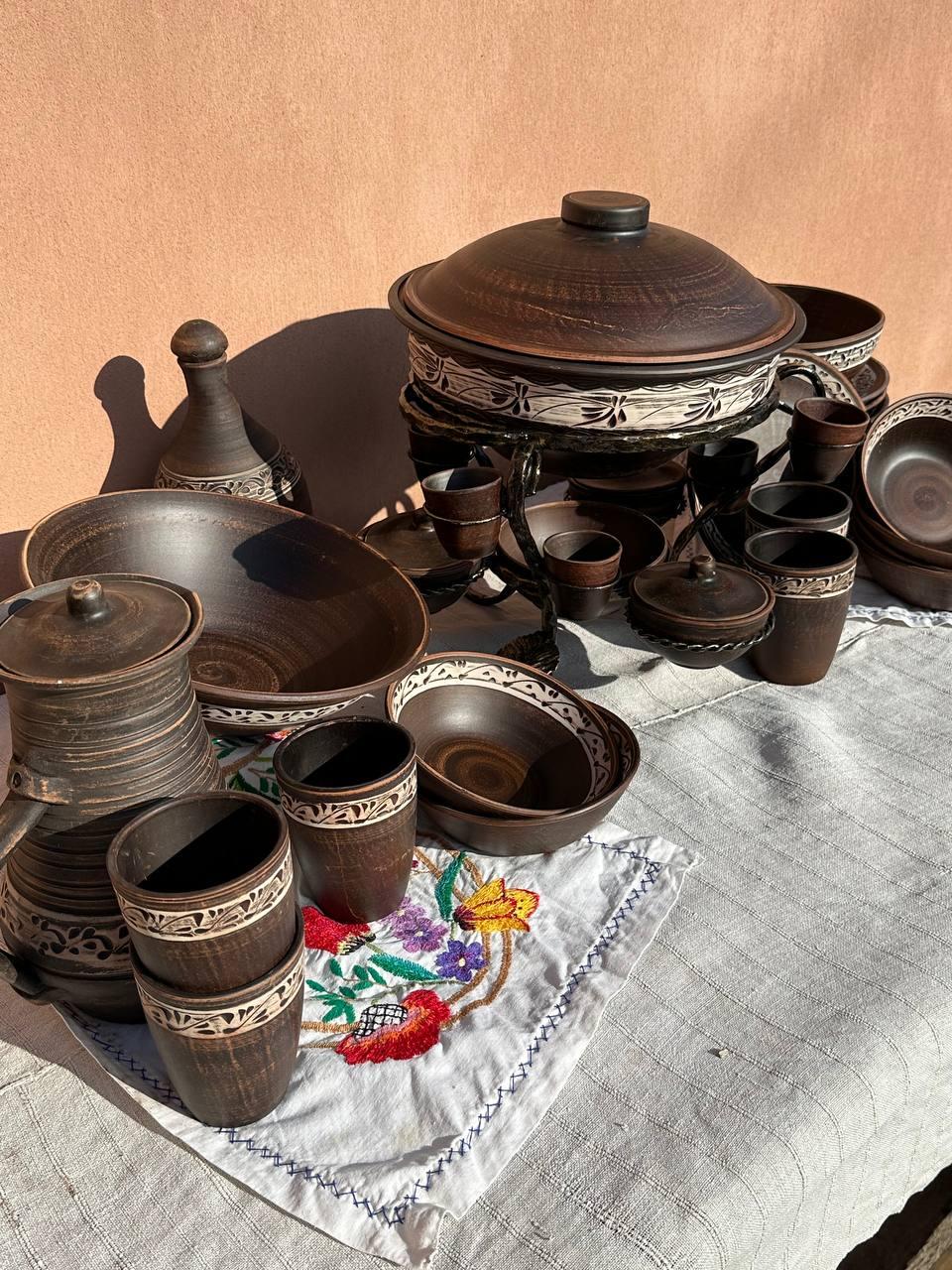 Набір столового посуду із червоної глини Шашличниця ангоб (2559284510) - фото 4