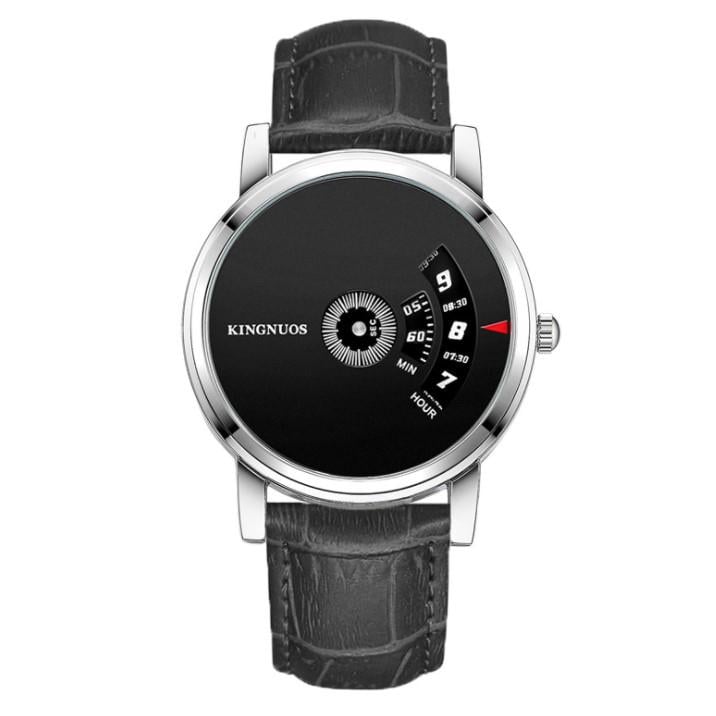 Мужские часы Kingnuos искусственная кожа Черный/Черный/Серебристый (z049-5)