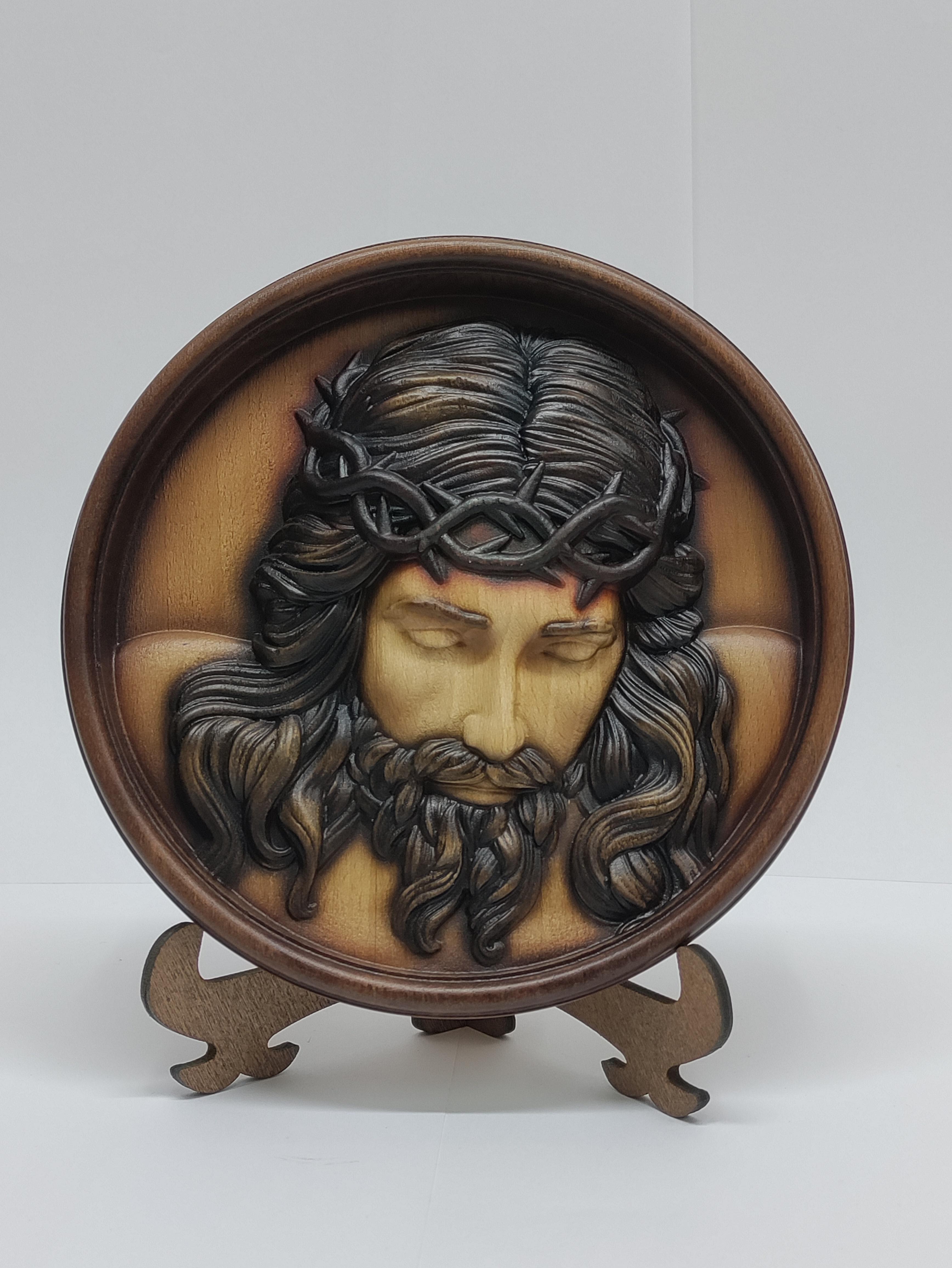 Ікона Ісус Христос барельєф Спасителя з дерева 15 см