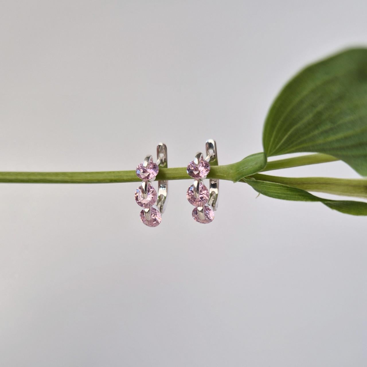 Серьги Смородина в розовых камнях серебро 925 пробы 3,20 г (2128с)