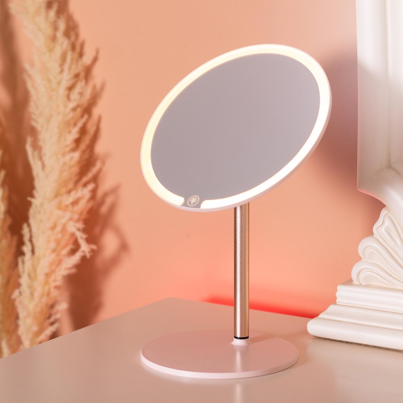 Дзеркало косметичне з підсвічуванням кругле настільне 21 см рожевий (6886) - фото 6 Дзеркало косметичне з підсвічуванням кругле настільне 21 см рожевий (6886) - фото 6