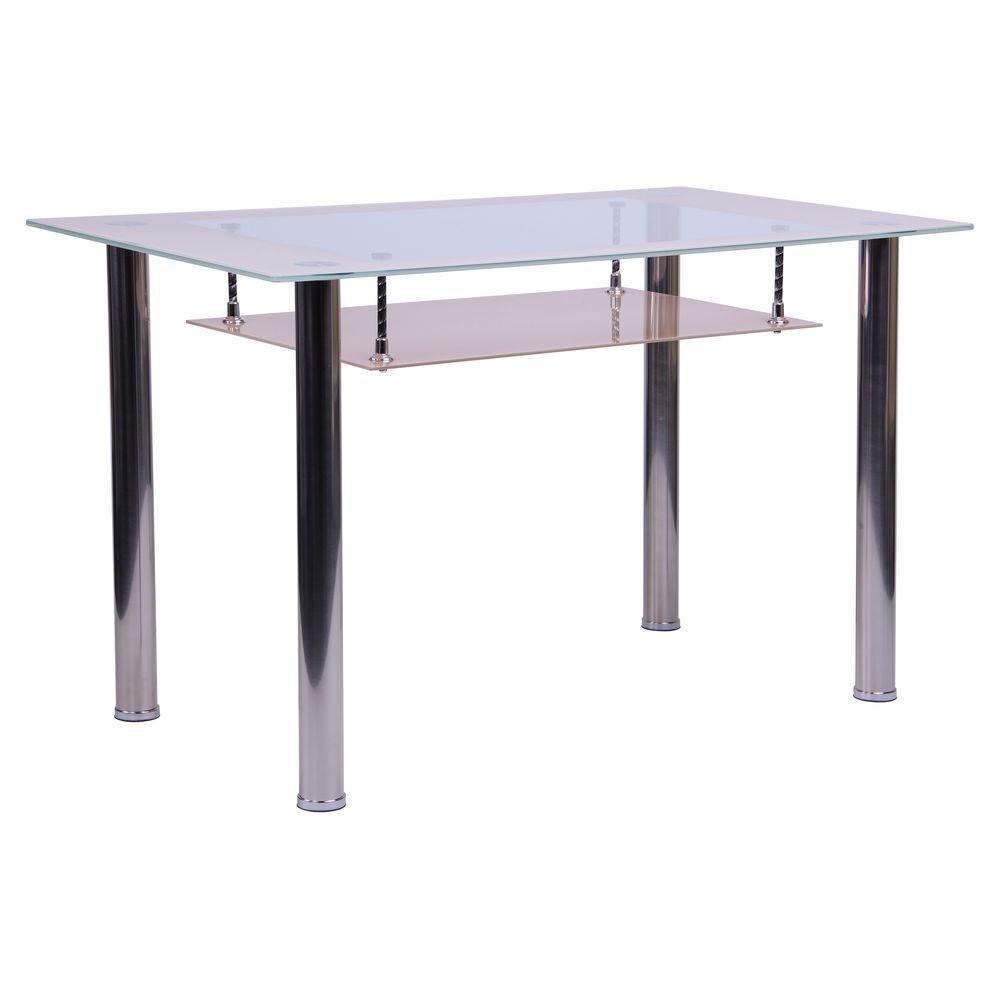 Стіл обідній AMF Бетані Прозорий/Ваніль/Хром (43125)