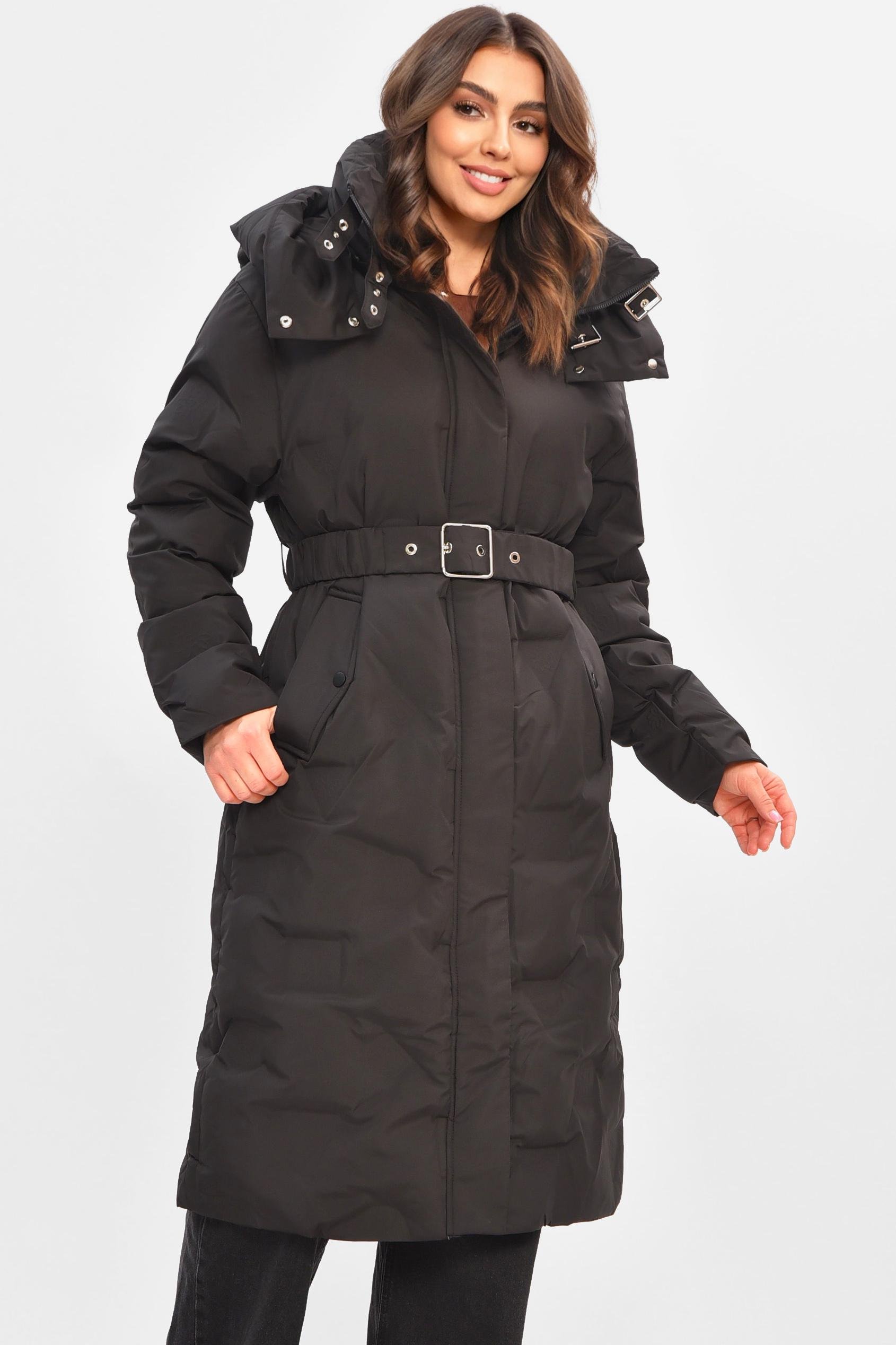 Куртка женская удлиненная зима XL Черный (207019) - фото 2