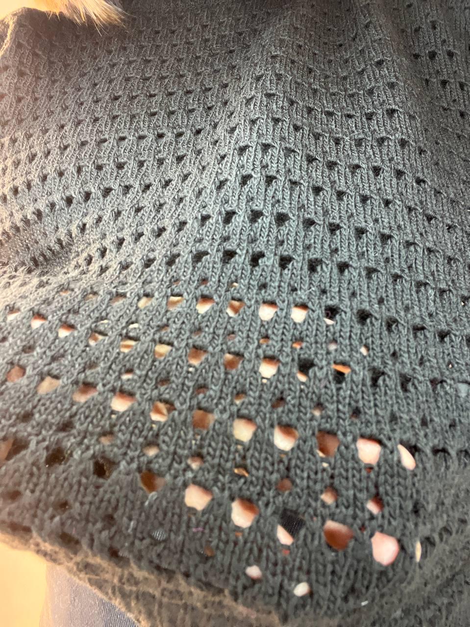 Светр жіночий MIX RAY 6766 ажурна вʼязка сітка павутинка OS Чорний (1233) - фото 3