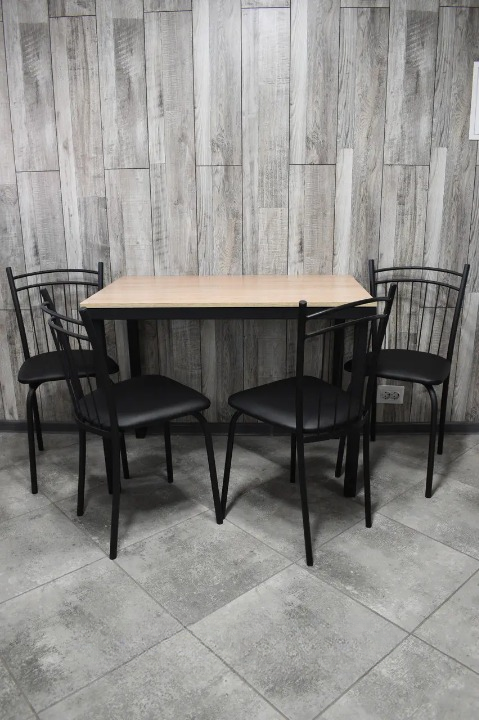 Кухонний комплект стіл та стільці 4 шт. Софія в чорному каркасі 60х100х75 см Сонома/Чорний (28373814)