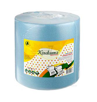 Полотенца бумажные Кохавинка однослойные 1 рулон 300 м 2200 отрывов Синий (50316)