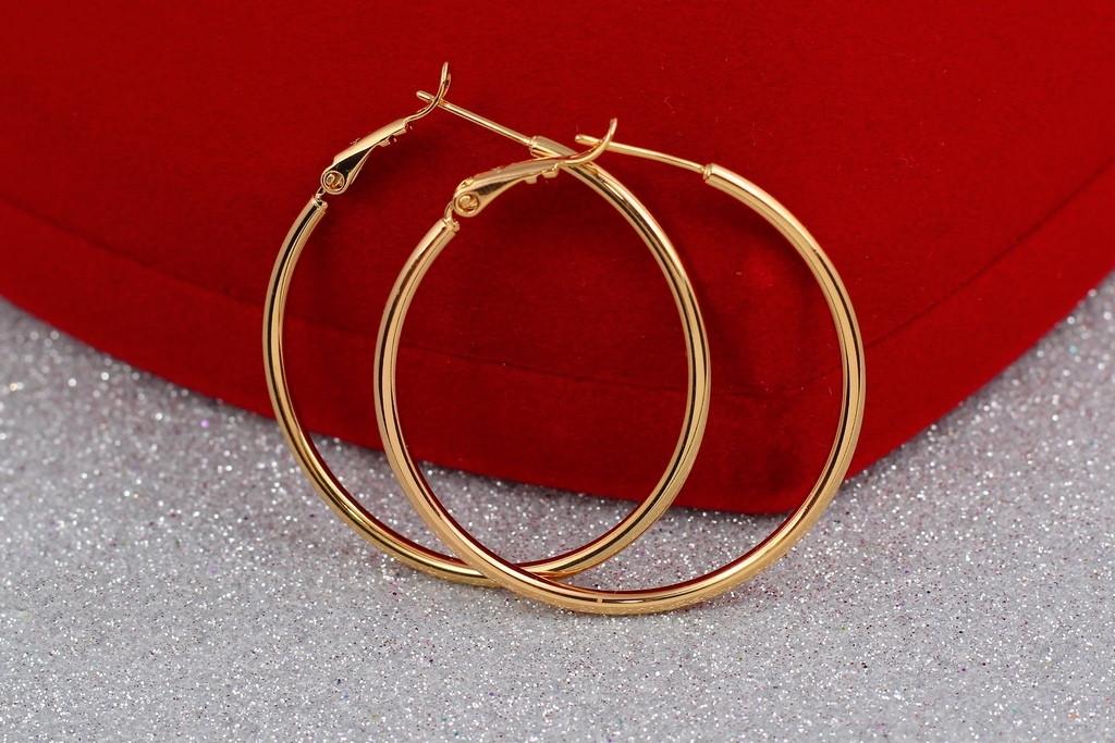 Серьги кольца Xuping Jewelry гладкие 4 см Золотистый (2362758634)