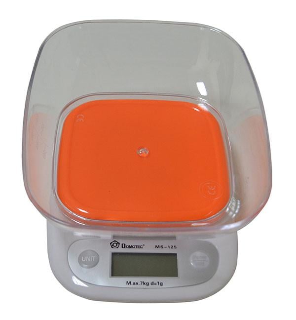Весы кухонные Domotec MS-125 до 7 кг с чашей Orange (007691)
