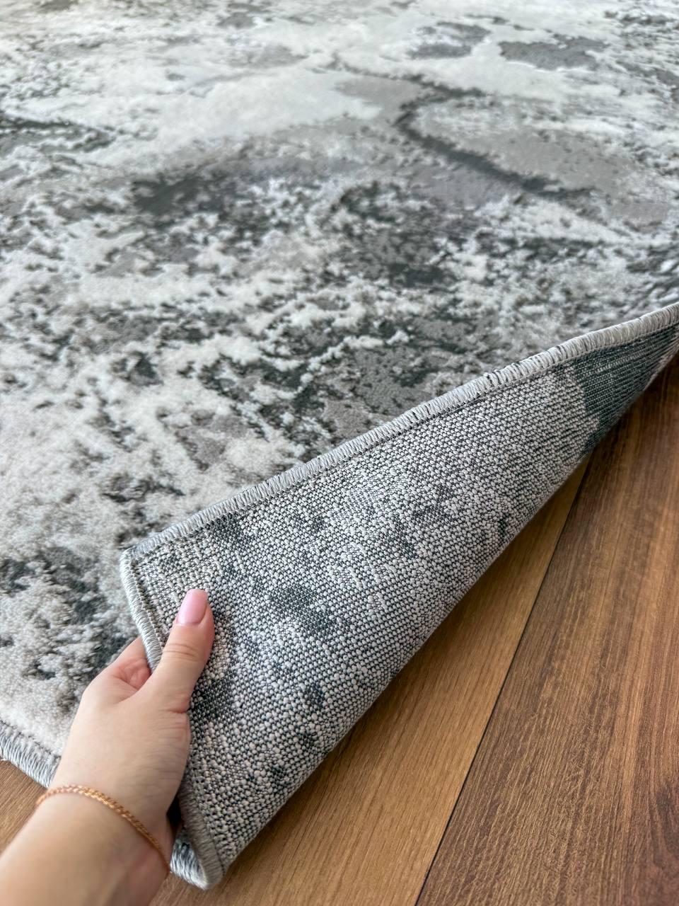 Килим сучасний з абстрактним візерунком 120x180 см Сірий - фото 5