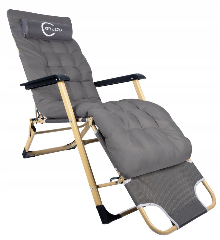 Крісло-шезлонг розкладне Carruzzo з подушкою садове/пляжне Сірий (L66H1)